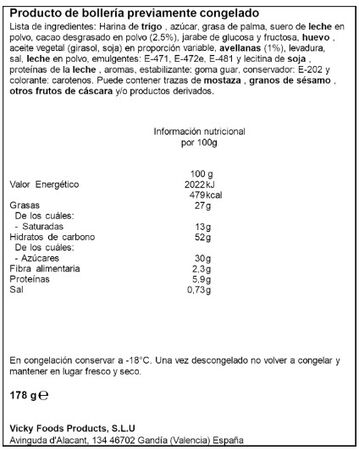 Croissant nevado relleno de crema de cacao y avellanas Hermanos Juan 165g