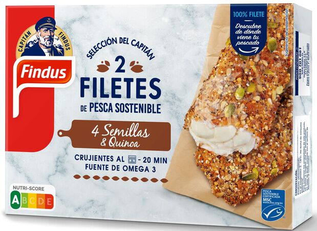 Filetes pesca sostenible Findus semillas quinoa 250g