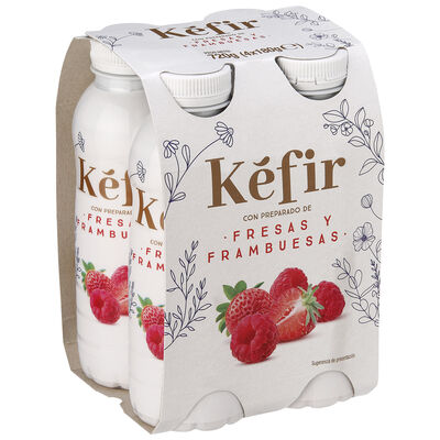 K&eacute;fir l&iacute;quido fresas y frambuesas  pack 4