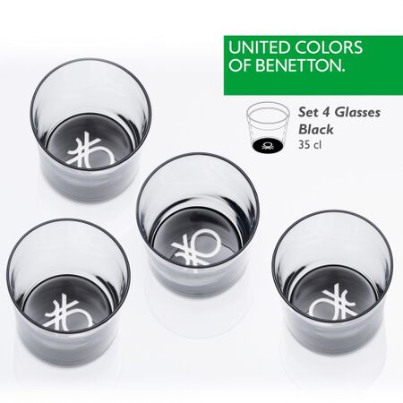 Vaso cristal Benetton pack 4 negro