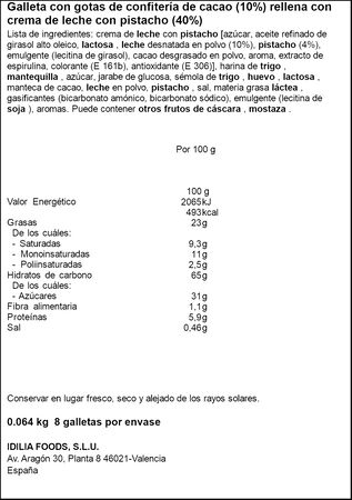 Galleta mini cookie con sabor a pistacho Nocilla 64g