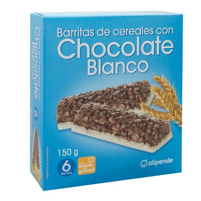 Barritas de cereales Alipende 6u chocolate blanco