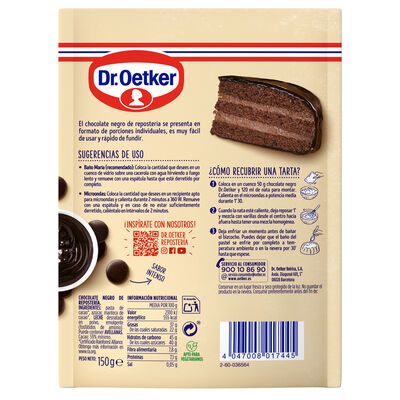 Chocolate negro para reposter&iacute;a Dr Oetker 150g