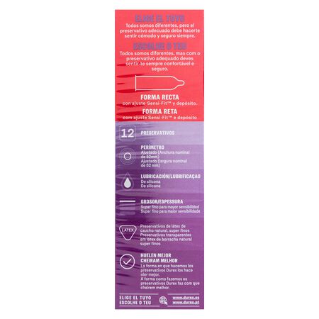Preservativos Durex 12 uds sensitivo contacto total super finos