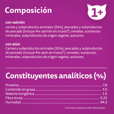 Comida para gatos de salm&oacute;n y at&uacute;n Whiskas 4x85g