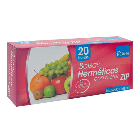 Bolsas herméticas Lanta 20 uds con cierre zip medianas
