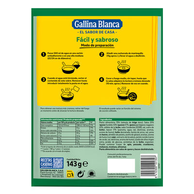 Tallarines deshidratados carbonara Gallina Blanca 148g