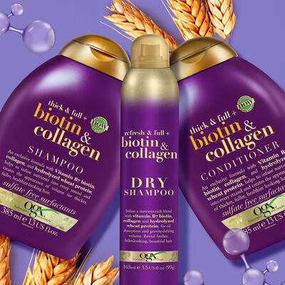 Champ&uacute; Biotina y Col&aacute;geno OGX Cabello Fino,385 ml