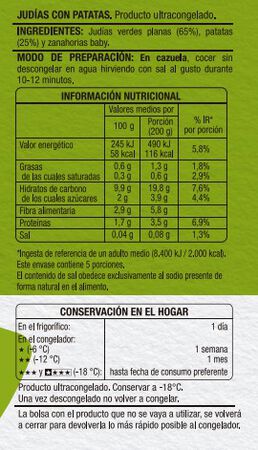 Jud&iacute;as verdes Alipende 1kg con patatas