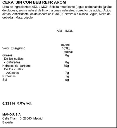 Cerveza sin alcohol con lim&oacute;n Adlerbrau lata 33cl