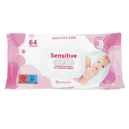 Toallitas bebé Bodyplus 64 uds sensitive indicado para pieles atópicas