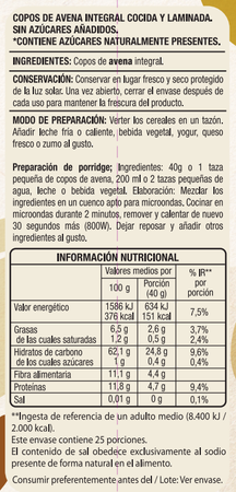 Cereal copos de avena suave Alipende 1kg
