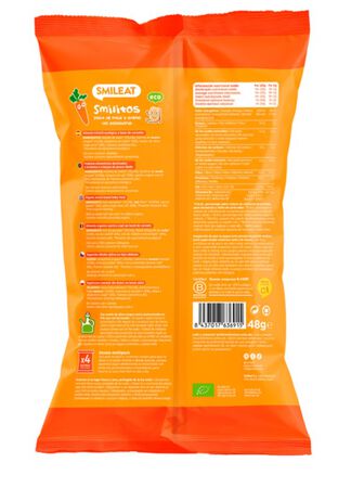 Alimento infantil snack a base de maíz avena y zanahoria Smileat 48 g