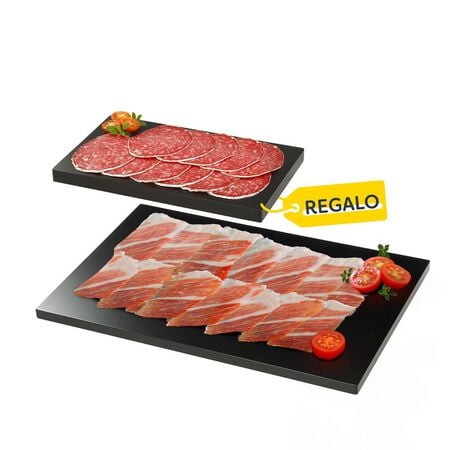 Lote: 250 gr Jamón de cebo + REGALO 250 gr Salchichón extra de Oliveras