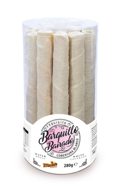 Barquillo bañado en chocolate blanco Mels 280g