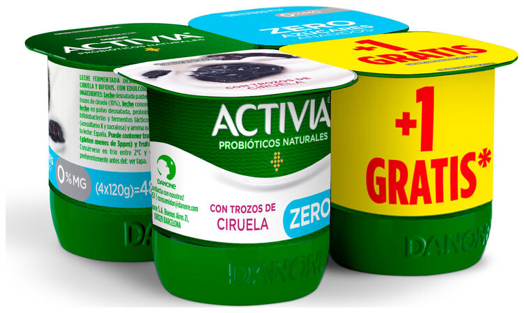 Bífidus probiótico Activia 0% pack 4 ciruelas
