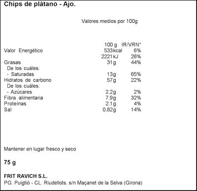 Snacks platanitos chips ajo Samai 75g