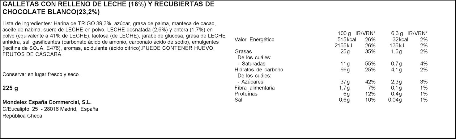 Galleta Príncipe estrellas 225g chocolate blanco