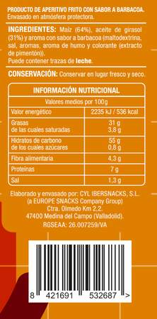 Snack de ma&iacute;z fritos Alipende 150g sabor barbacoa