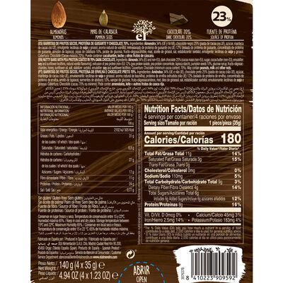 Barrita de proteina de almendra y chocolate El Almendro 140g