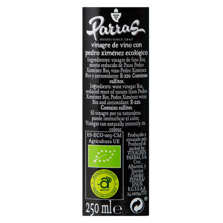 Vinagre Ecológico al pedro ximénez Parras 250ml