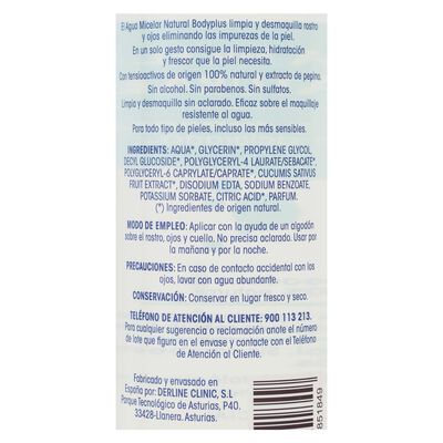 Agua micelar Bodyplus 400ml