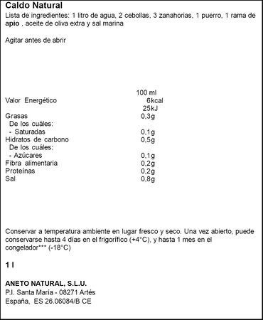 Caldo natural de verduras Aneto 1l