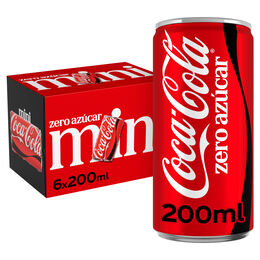 Refresco cola Coca-Cola mini lata 20cl pack 6 zero azúcar