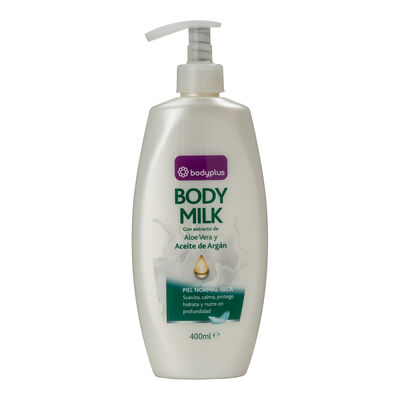 Body milk Bodyplus 400ml con aloe vera y aceite de argán