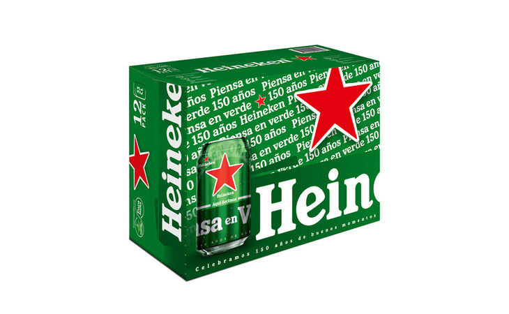 Cerveza rubia especial Heineken pack 12 latas 33cl