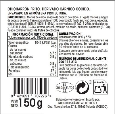 Chicharrones fritos en lonchas Alipende 150g
