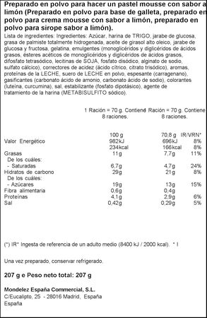 Preparado de mousse de limón Royal 207g