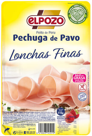 Pechuga pavo bajo en grasa lonchas finas ElPozo 115g