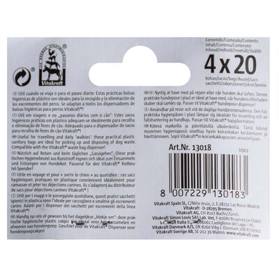 Dispensador bolsas Vitakraft 80 unidades