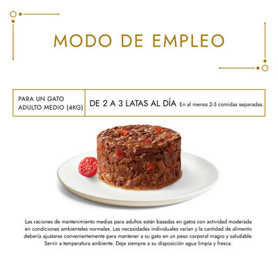 Comida húmeda buey-tomte para gatos Gold Gourmet 85g