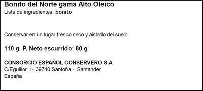 Bonito del norte en aceite de girasol Consorcio 80g