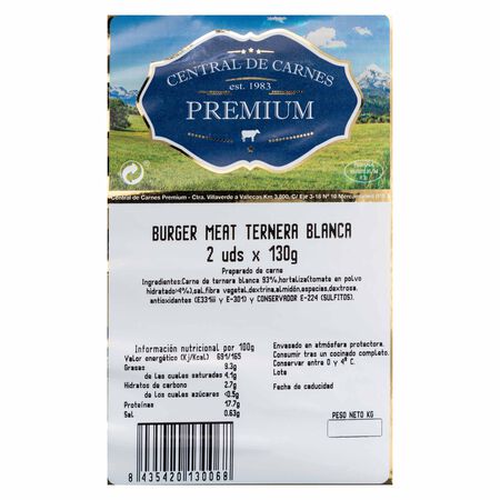 Hamburguesa de ternera blanca pack 2 de 130g