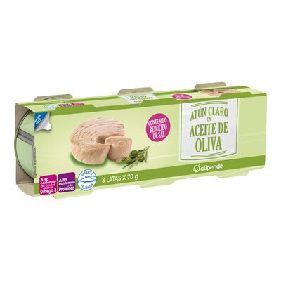 At&uacute;n bajo en sal Alipende pack 3 en aceite oliva