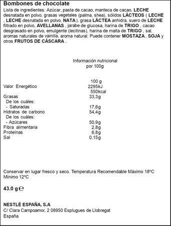 Bombones Caja Roja con 5 variedades Nestl&eacute; 43g