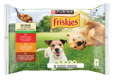 Alimentación de perro adulto con Pollo, Cordero y Buey en gelatina 4x85g