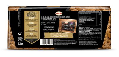 Chocolate negro 70% de cacao almendras s/gluten Valor 250g