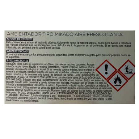 Ambientador tipo mikado Lanta 50ml aire fresco