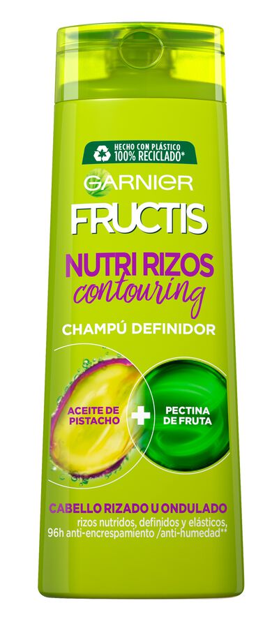 Champ&uacute; fortificante Fructis 380 ml nutri-rizo para cabello rizado