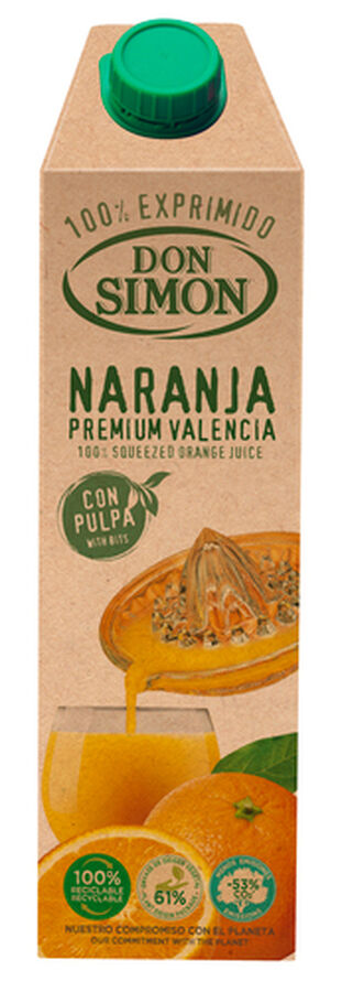 Zumo de naranja con pulpa exprimido Don Sim&oacute;n 1l