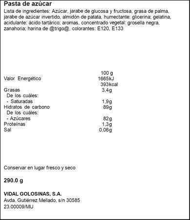 Golosina rayaditos sabor frambuesa Vidal 290g