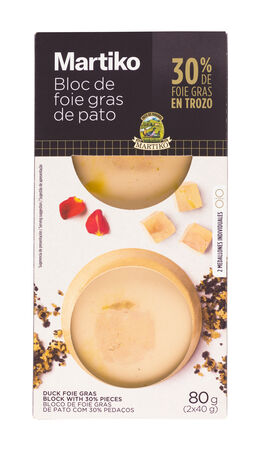Foie pato bloc con 30% de frie gras en trozos Martiko 80g