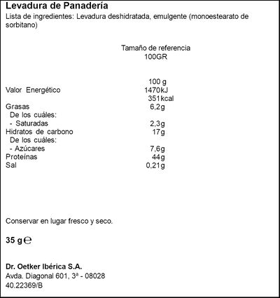 Levadura de Panader&iacute;a Dr Oetker 5 sobres 35g