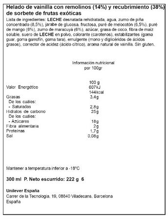 Helado mini solero frigo con mezcla exotic y berry bliss 6 unidades