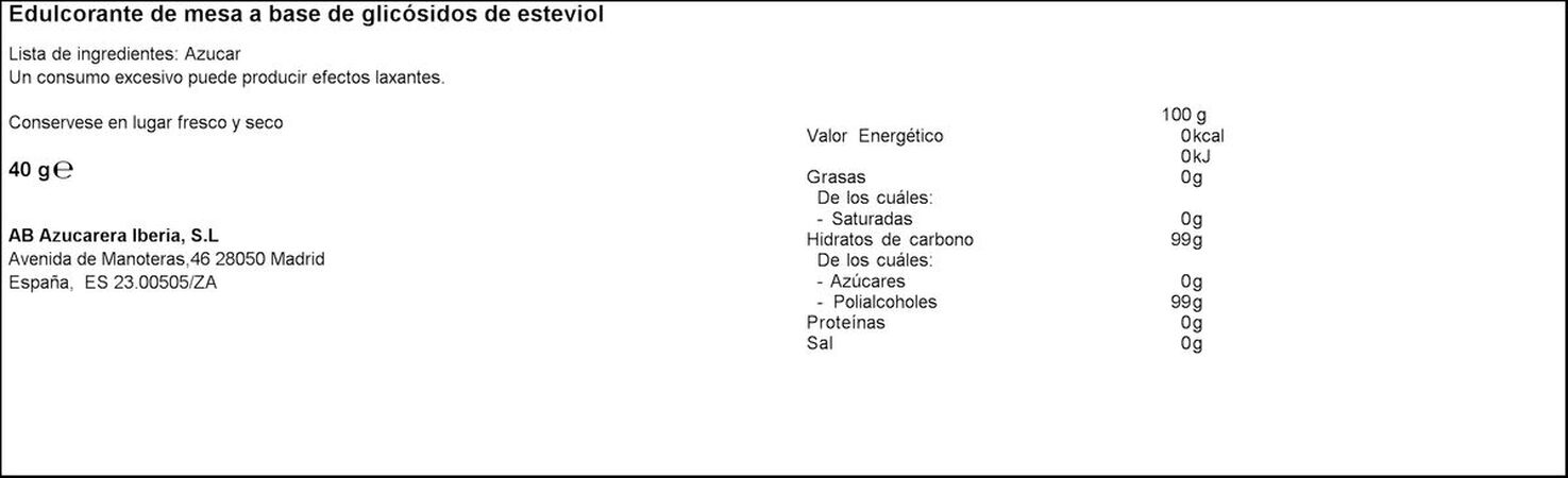 Endulzante Truvia stevia 40 sobres