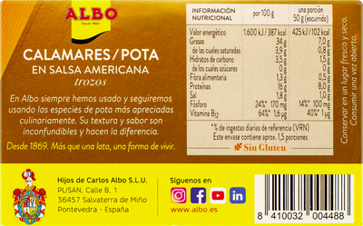Calamar en salsa americana Albo 72g